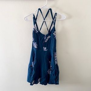 Floral blue strapy skater dress